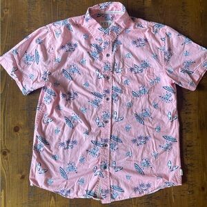 VSTR Preium Pink Skeleton Surf Print Men's Shirt. Size Large